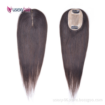 Human Hair Toppers Straight Hairpieces 100% Real Virgin Brazilian 6x9cm Silk Base Clip In Human Hair Toupee